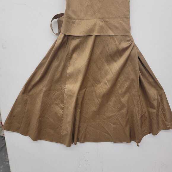 Calypso Christiane Celle Gold Brown 100% Silk Wrap Dress Size Small USA Made - Picture 4 of 10